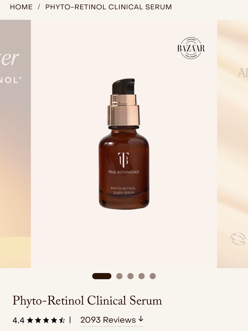 True Botanicals Phyto-Retinol Sleep Serum — Brown
